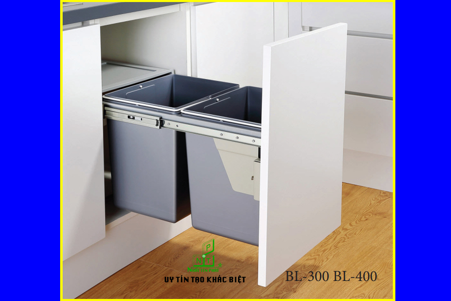 Thùng rác âm tủ 2 ngăn ray kéo Eurogold BL300